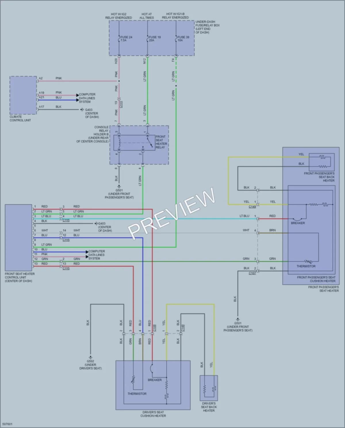 2016 Honda HRV Power Seats wiring diagram preview