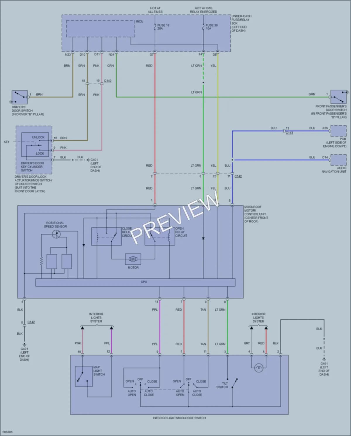 2016 Honda HRV Power Top Sunroof wiring diagram preview