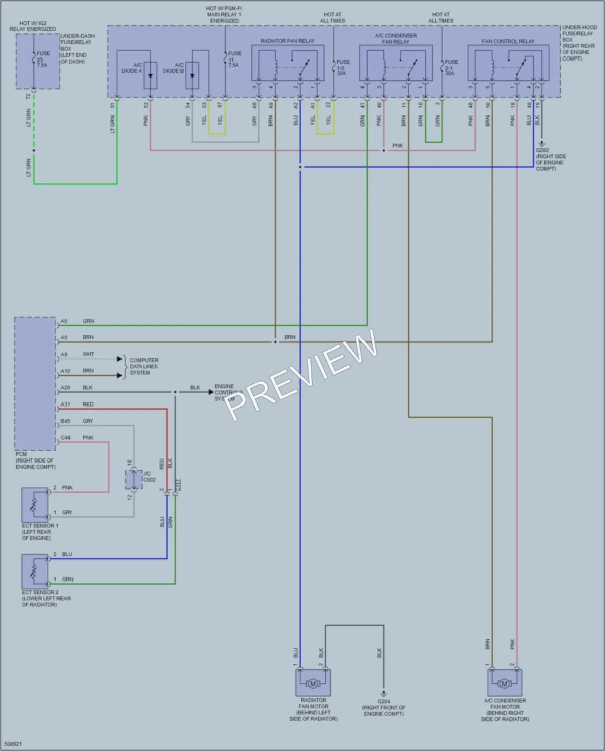 2016 Honda Pilot Cooling Fan wiring diagram preview