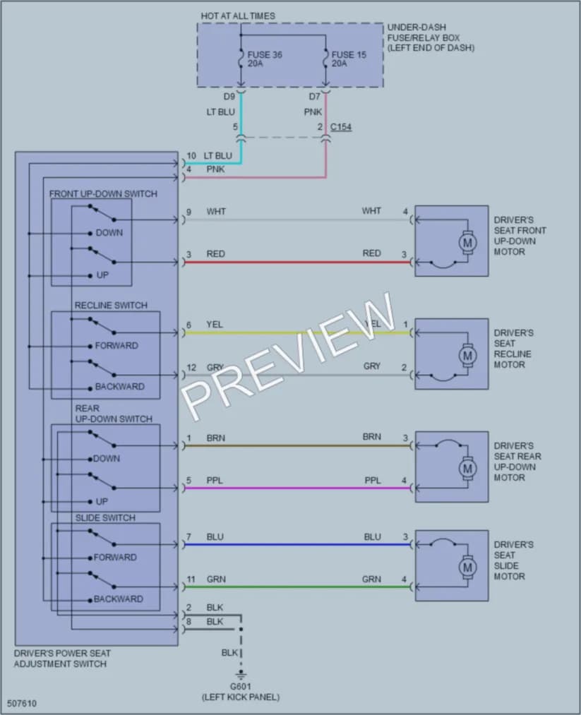 2016 Honda Pilot Power Seats wiring diagram preview