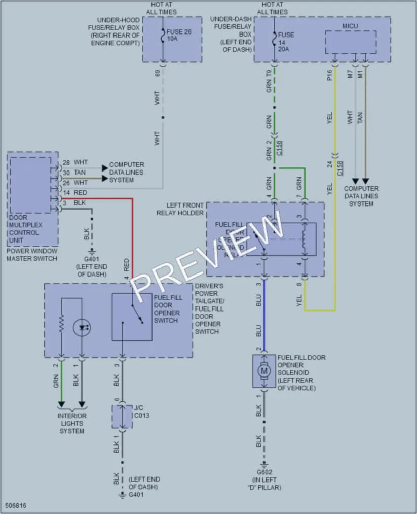 2016 Honda Pilot Trunk Tailgate Fuel Door wiring diagram preview