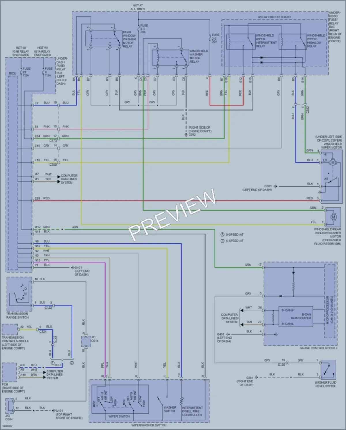 2016 Honda Pilot Wiper Washer wiring diagram preview