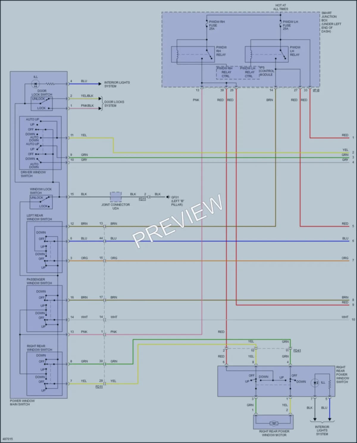 2016 Hyundai Elantra Power Windows wiring diagram preview