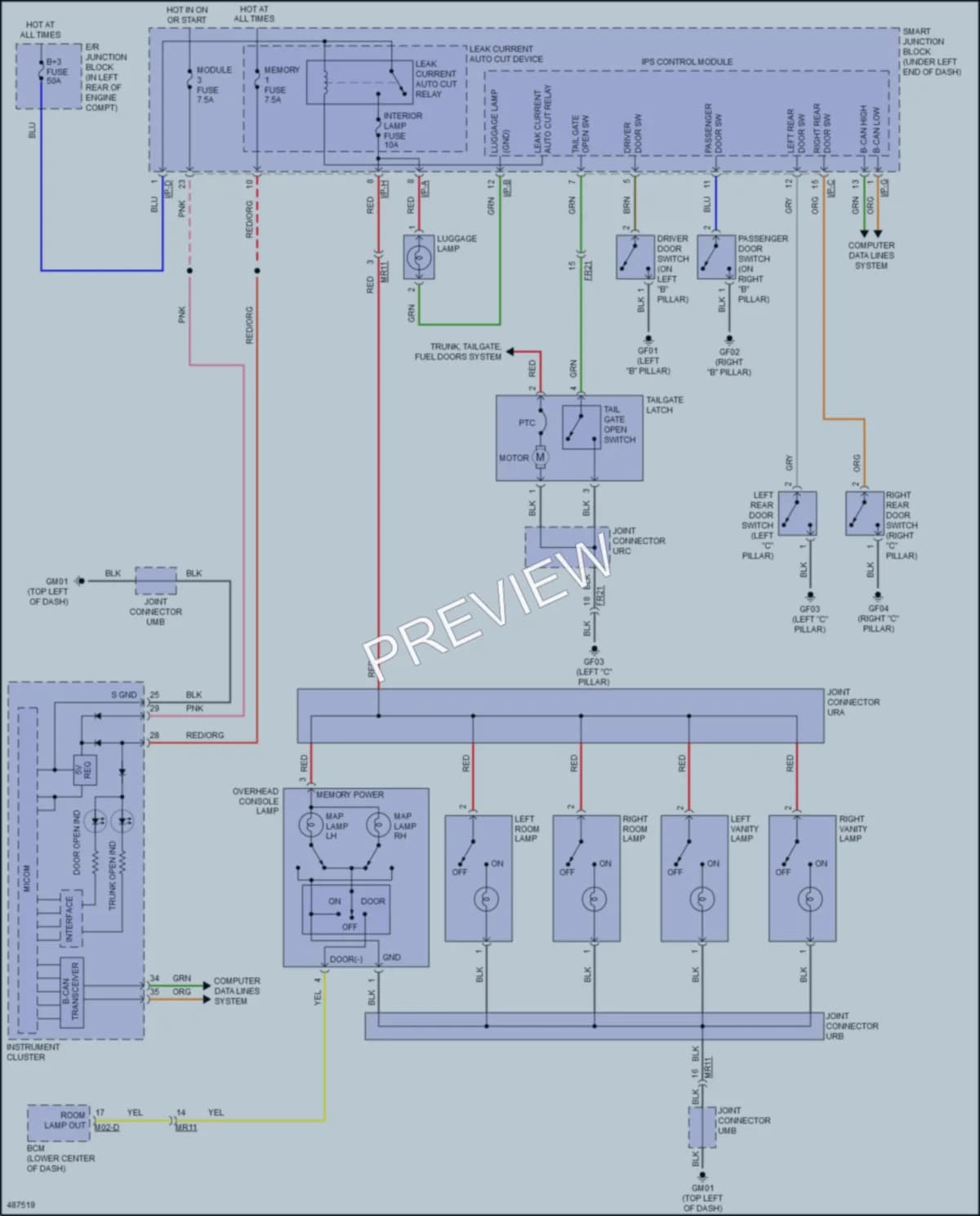 2016 Hyundai ElantraGT Interior Lights wiring diagram preview