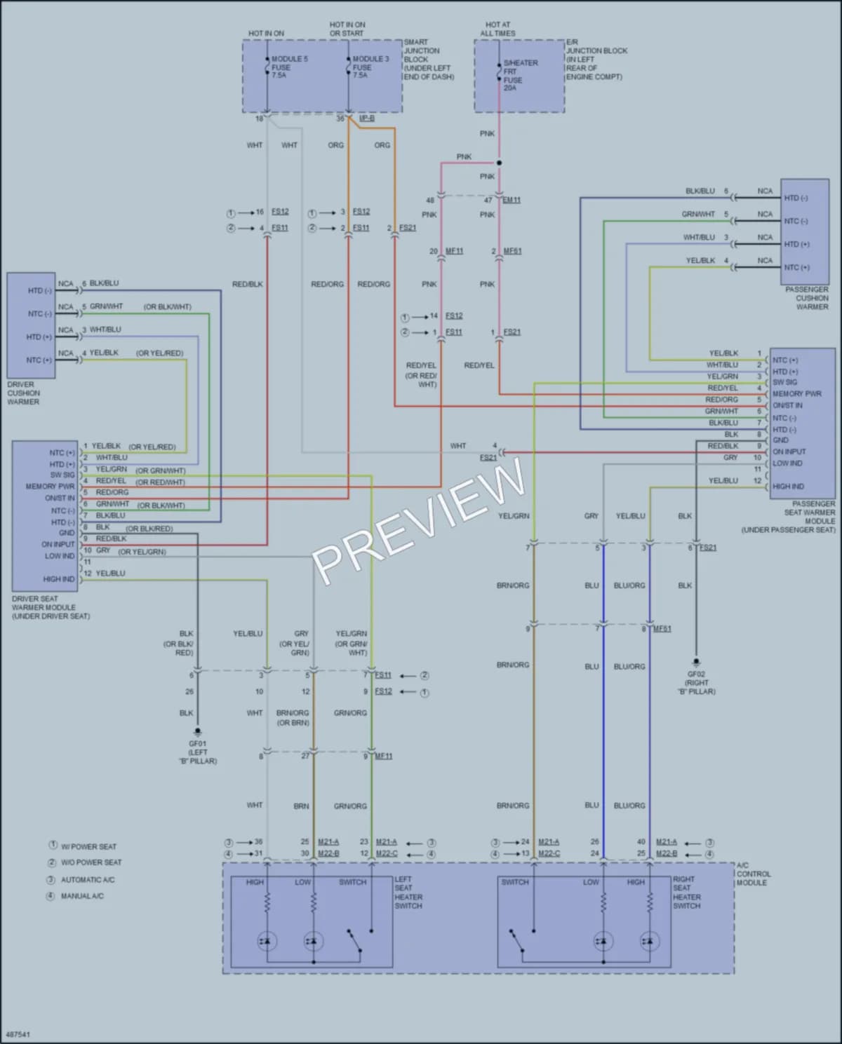 2016 Hyundai ElantraGT Power Seats wiring diagram preview