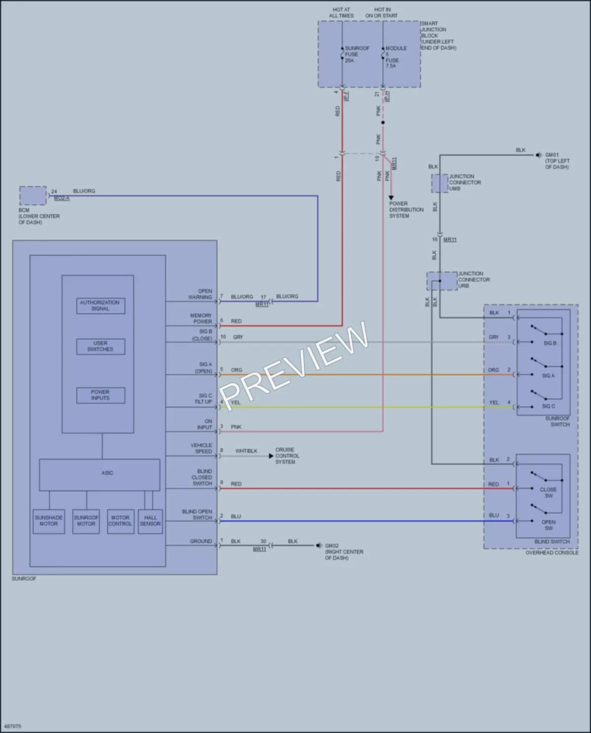 2016 Hyundai ElantraGT Power Top Sunroof wiring diagram preview