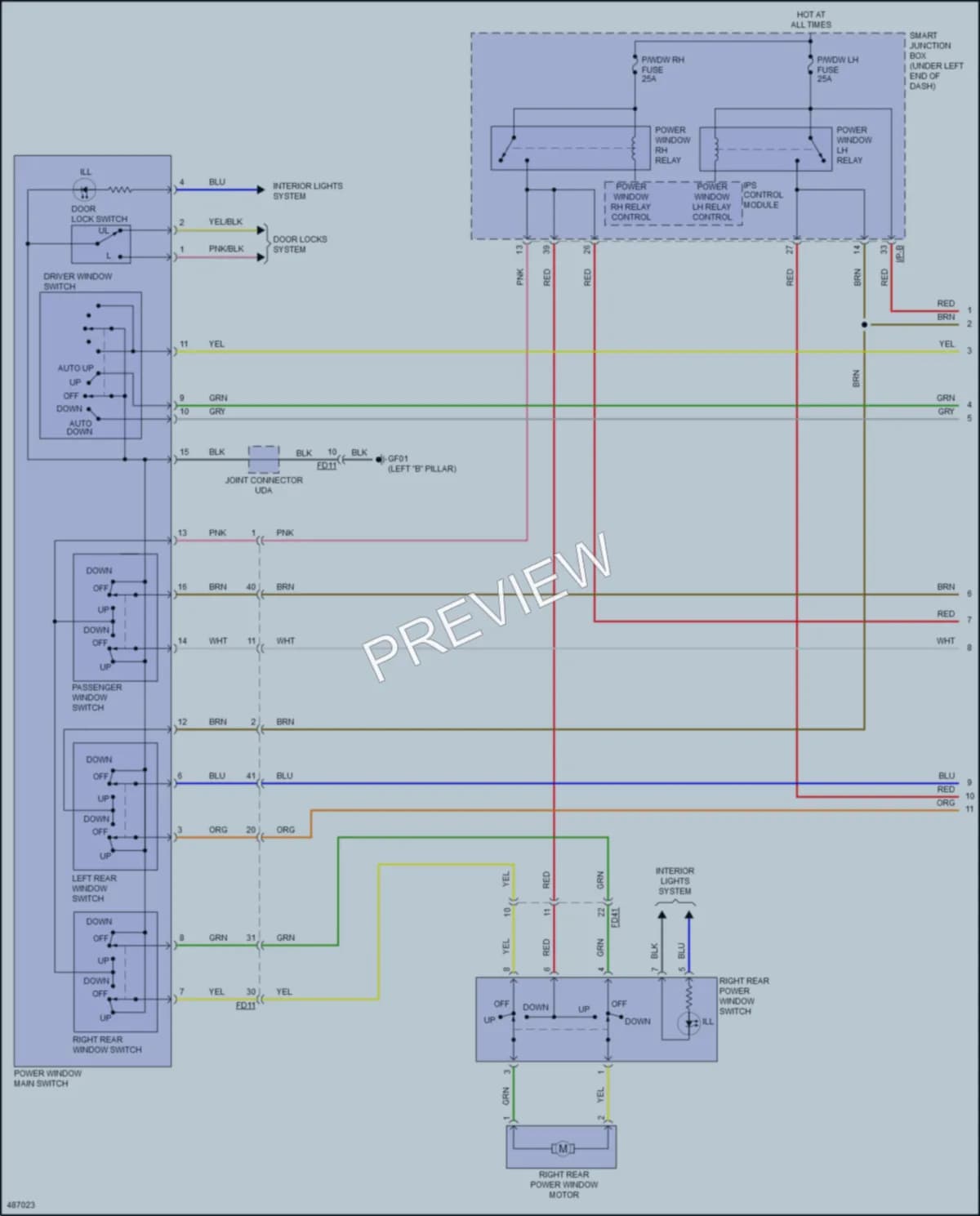2016 Hyundai ElantraGT Power Windows wiring diagram preview