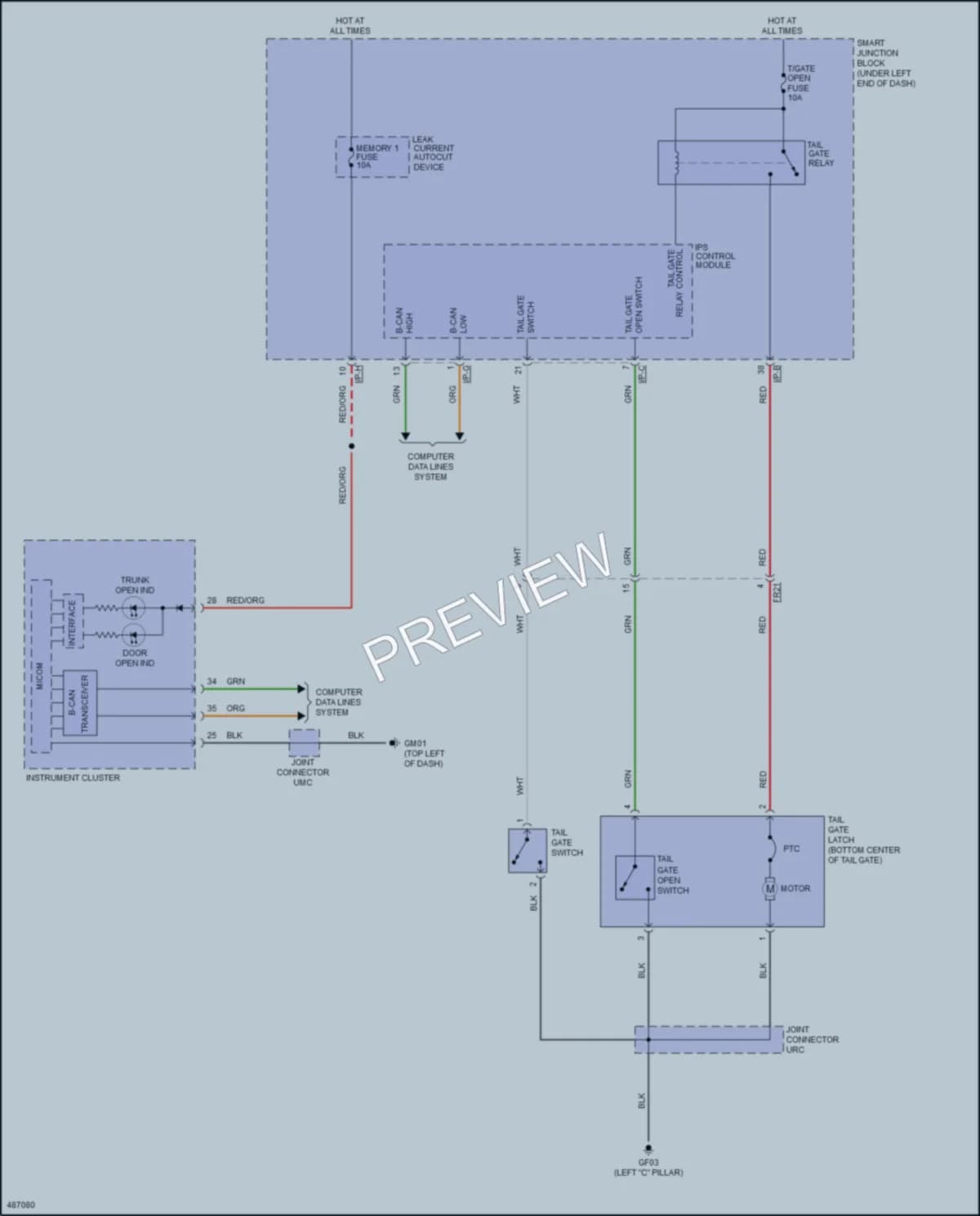 2016 Hyundai ElantraGT Trunk Tailgate Fuel Door wiring diagram preview