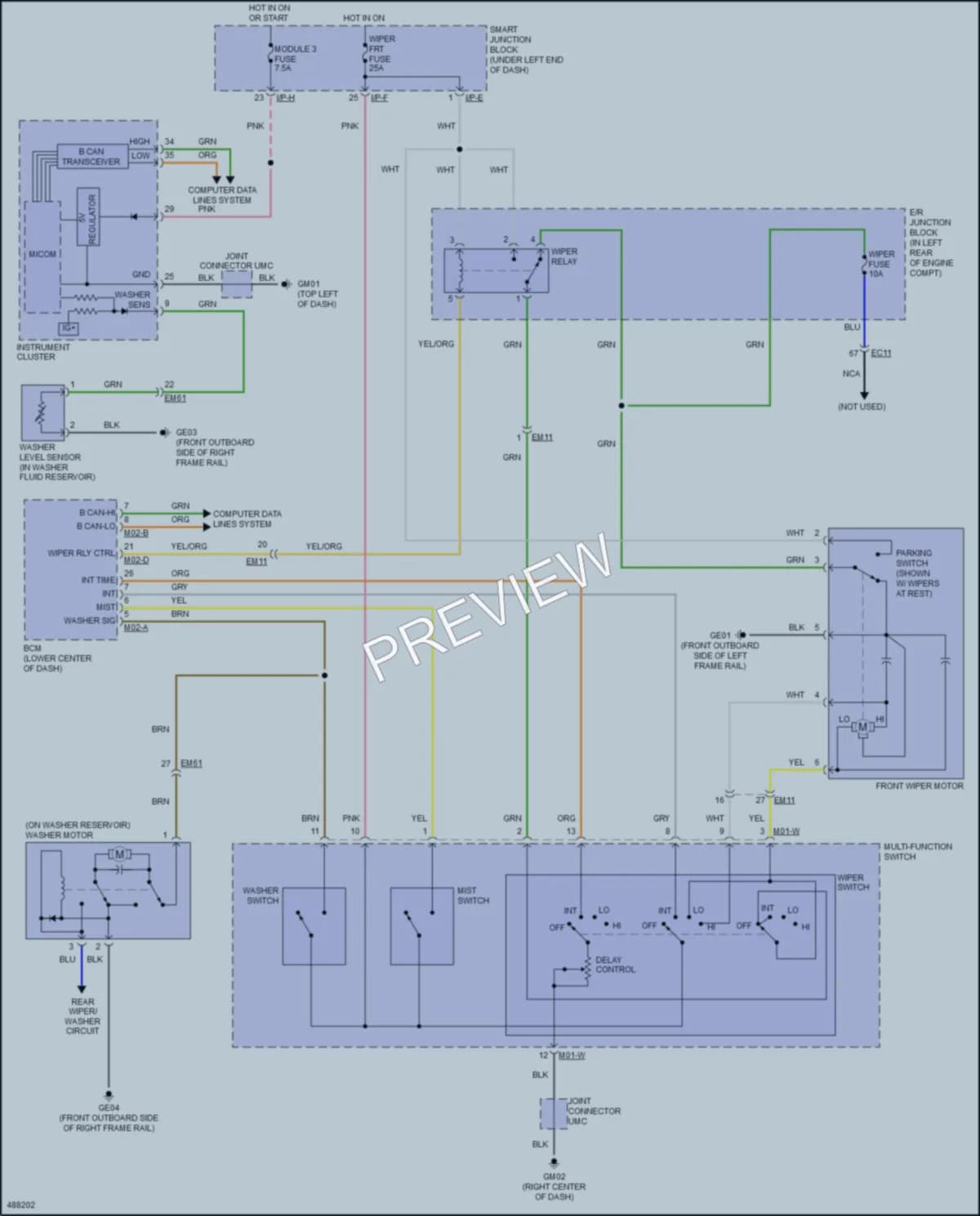 2016 Hyundai ElantraGT Wiper Washer wiring diagram preview