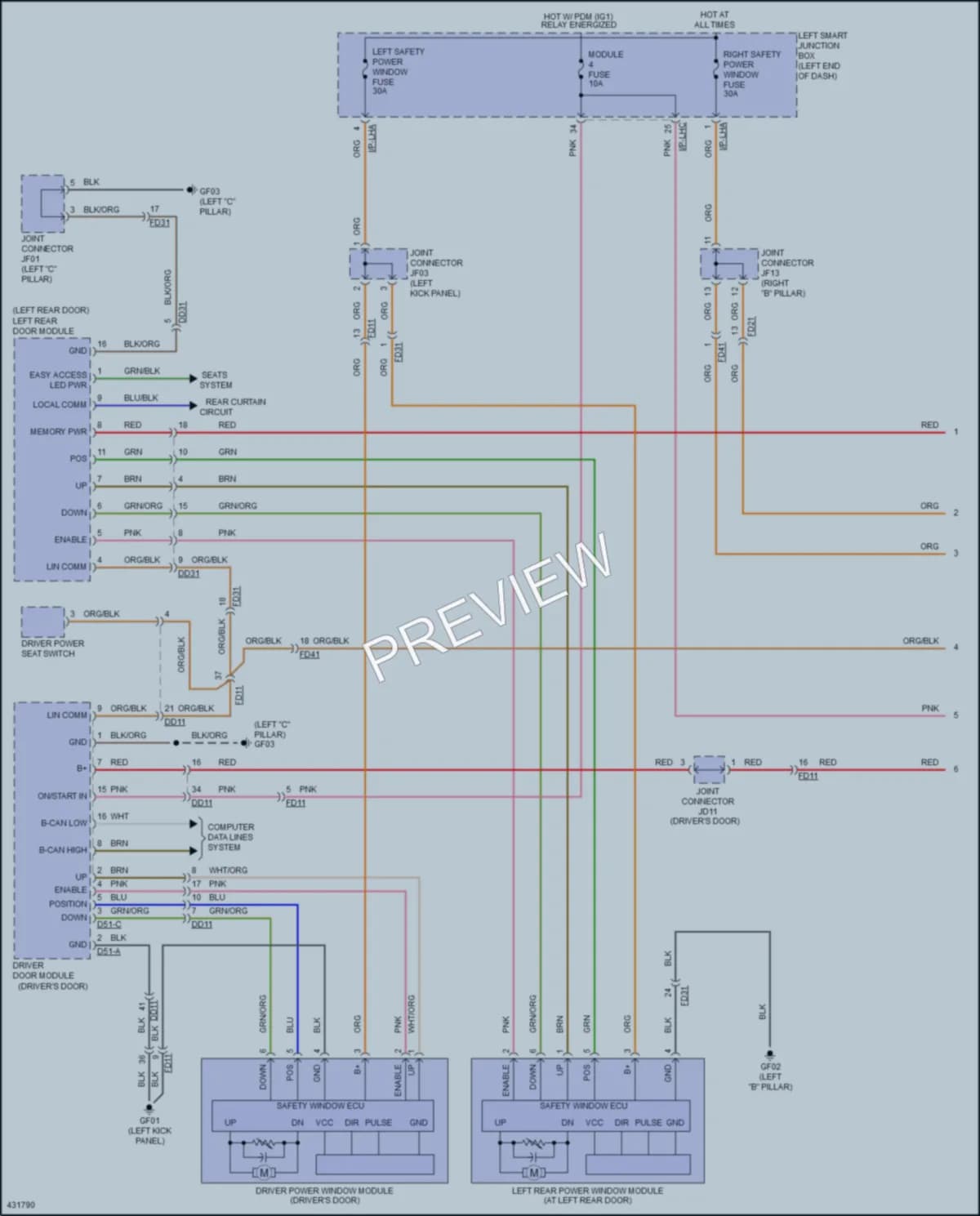 2016 Hyundai Equus Power Windows wiring diagram preview