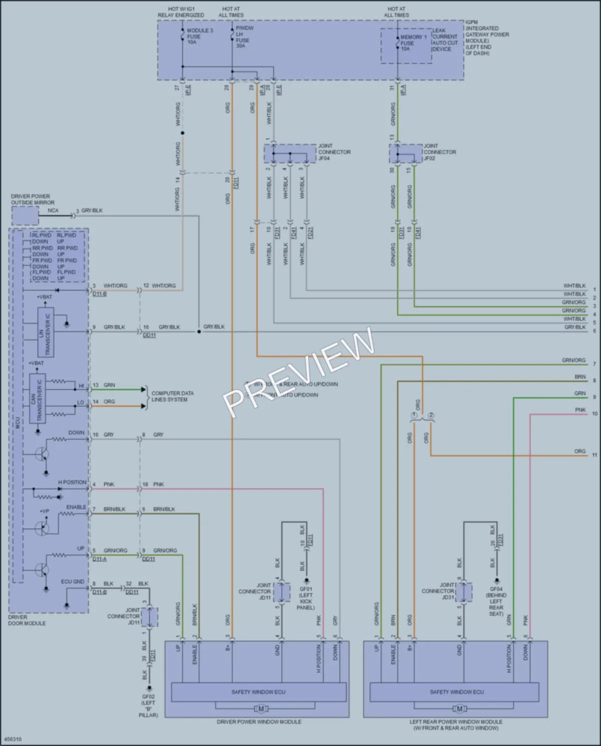 2016 Hyundai Genesis Power Windows wiring diagram preview