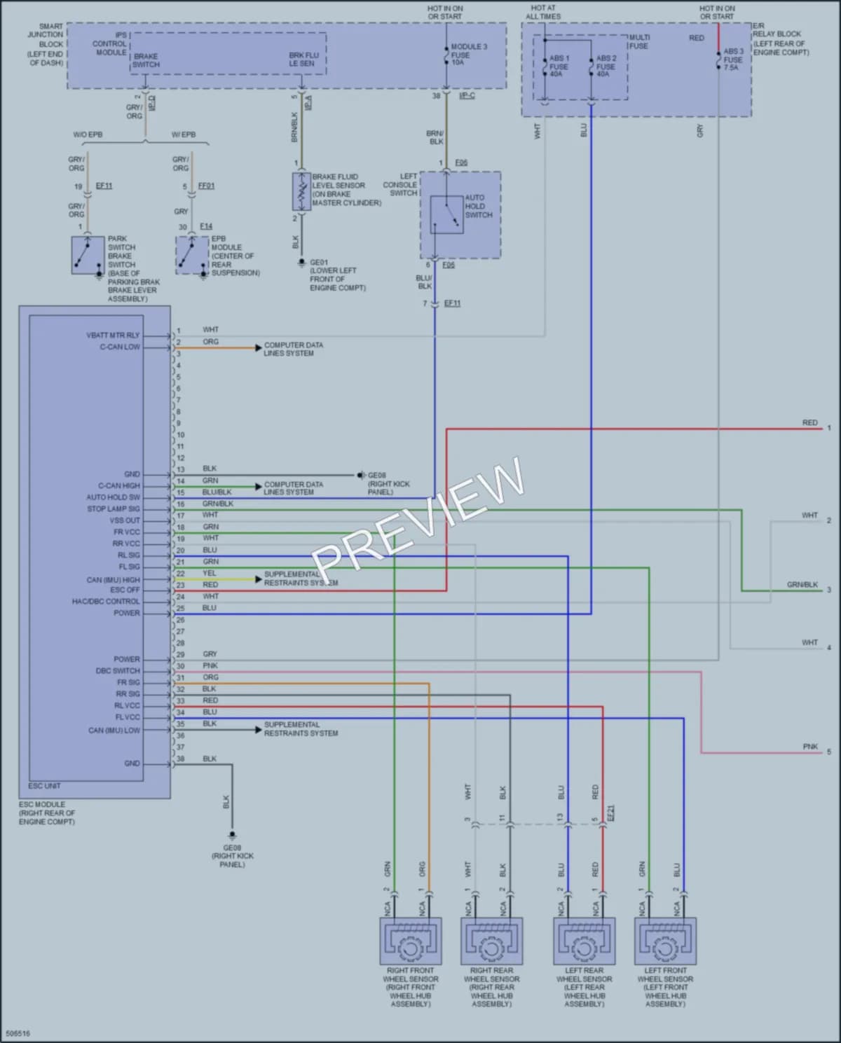 2016 Hyundai SantaFe Anti Lock Brakes wiring diagram preview