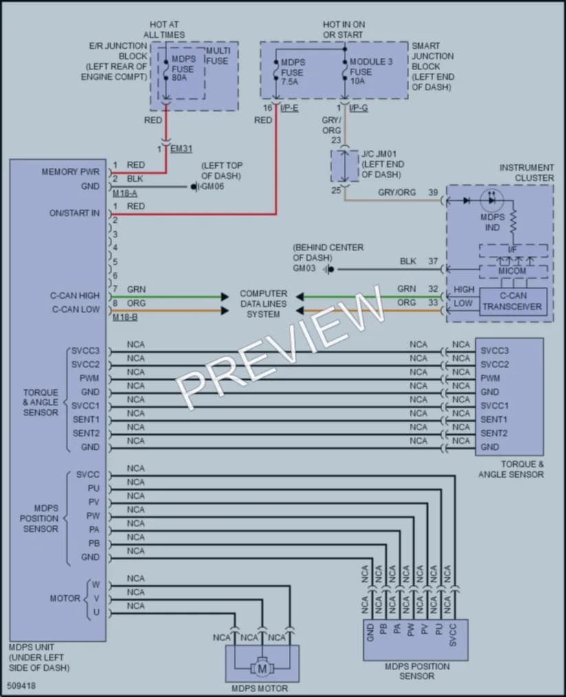 2016 Hyundai SantaFeSport Electronic Power Steering wiring diagram preview