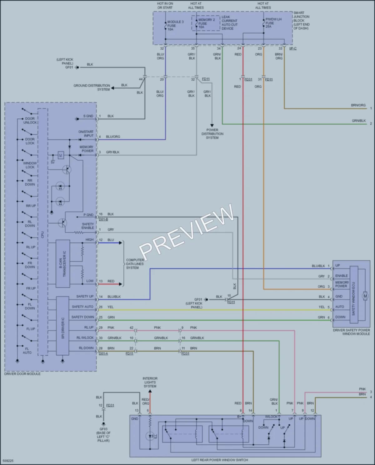 2016 Hyundai SantaFeSport Power Windows wiring diagram preview