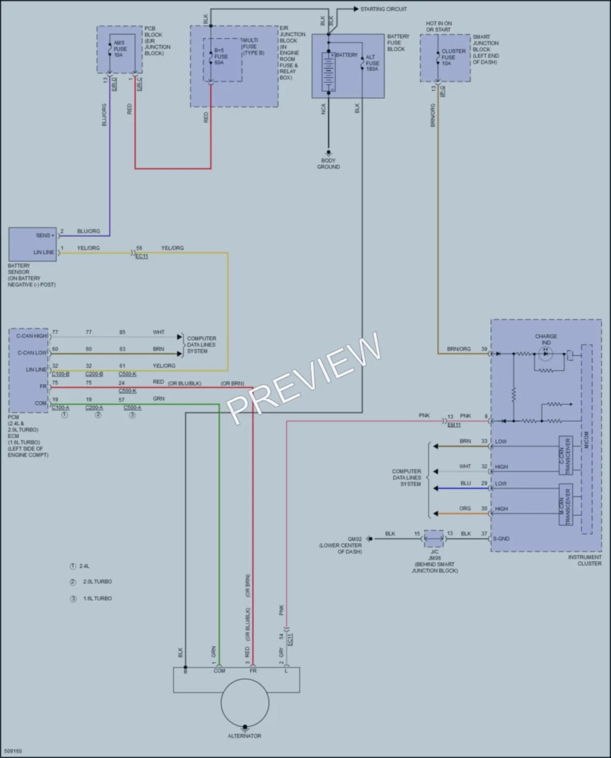 2016 Hyundai Sonata Starting Charging wiring diagram preview