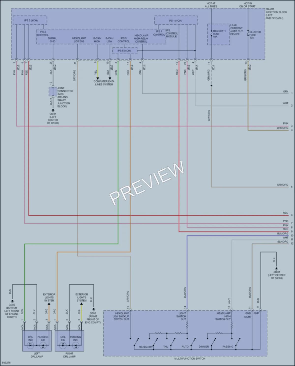 2016 Hyundai SonataHybrid Headlights wiring diagram preview