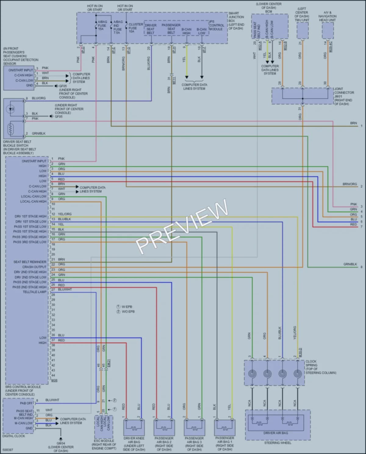 2016 Hyundai SonataHybrid Supplemental Restraints wiring diagram preview