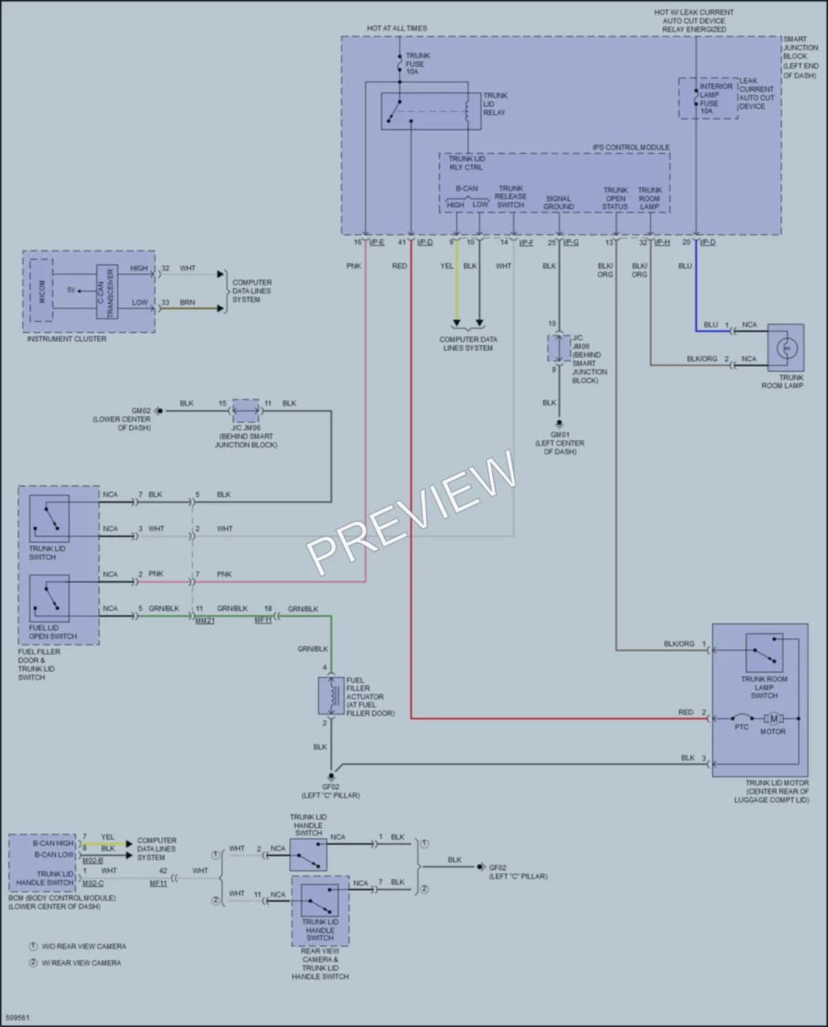 2016 Hyundai SonataHybrid Trunk Tailgate Fuel Door wiring diagram preview