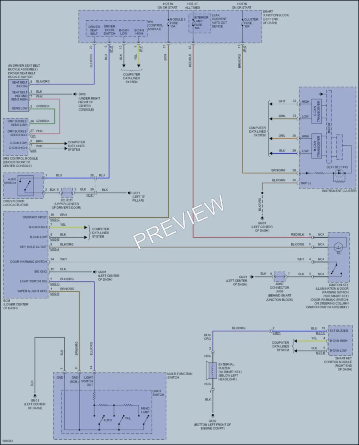 2016 Hyundai SonataHybrid Warning Systems wiring diagram preview