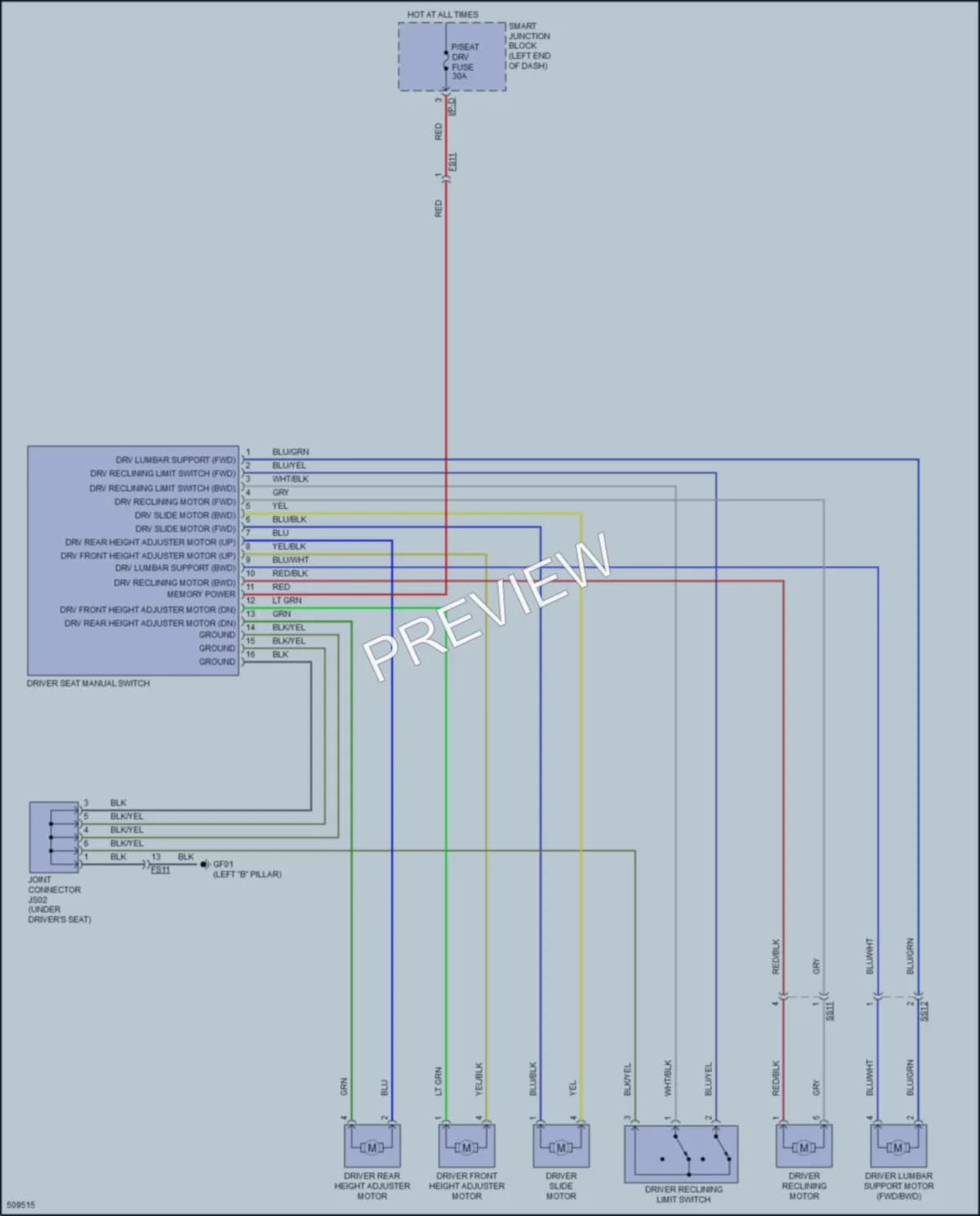 2016 Hyundai SonataPlugIn Power Seats wiring diagram preview