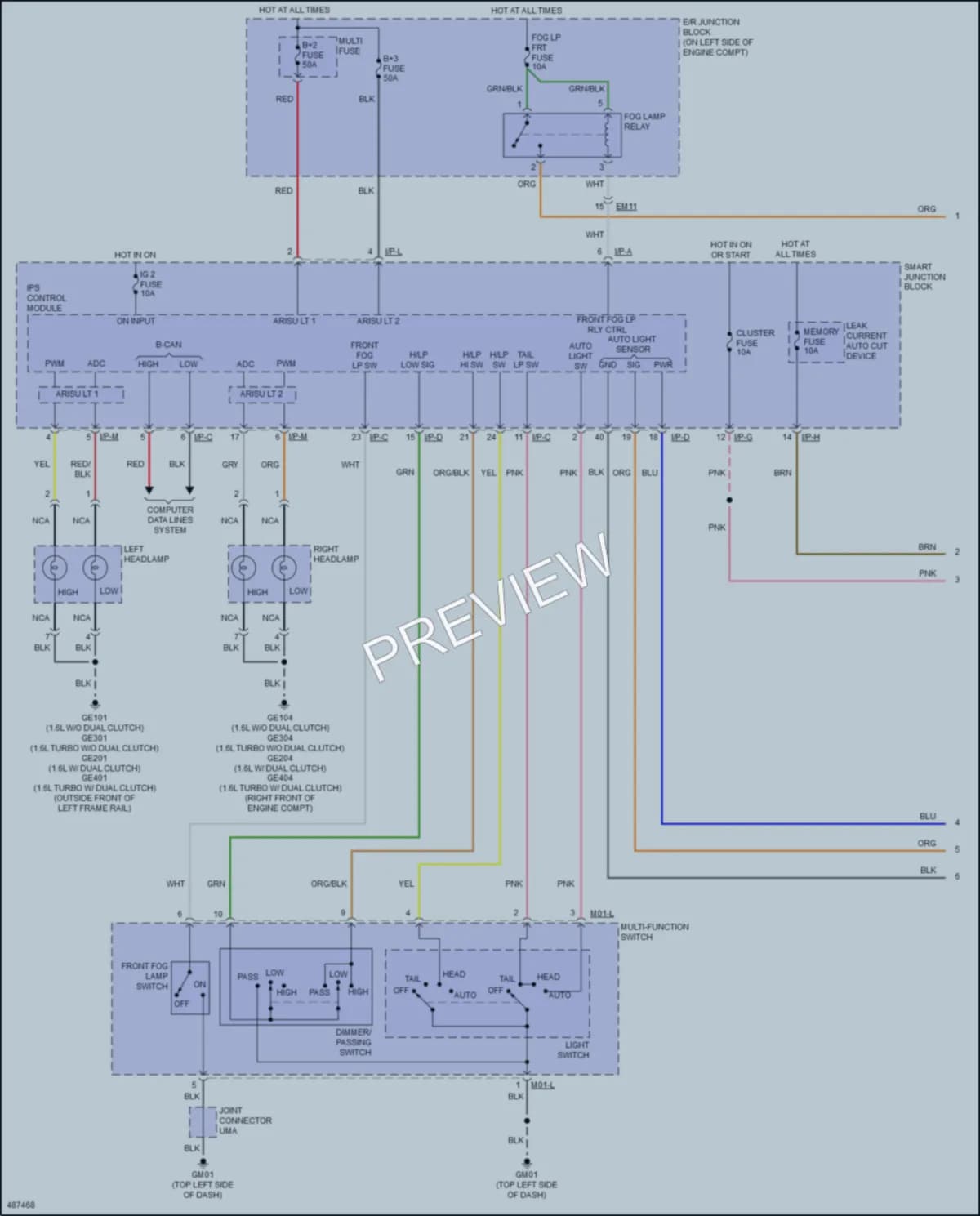 2016 Hyundai Veloster Headlights wiring diagram preview