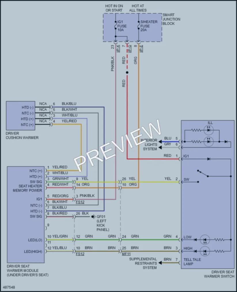 2016 Hyundai Veloster Power Seats wiring diagram preview