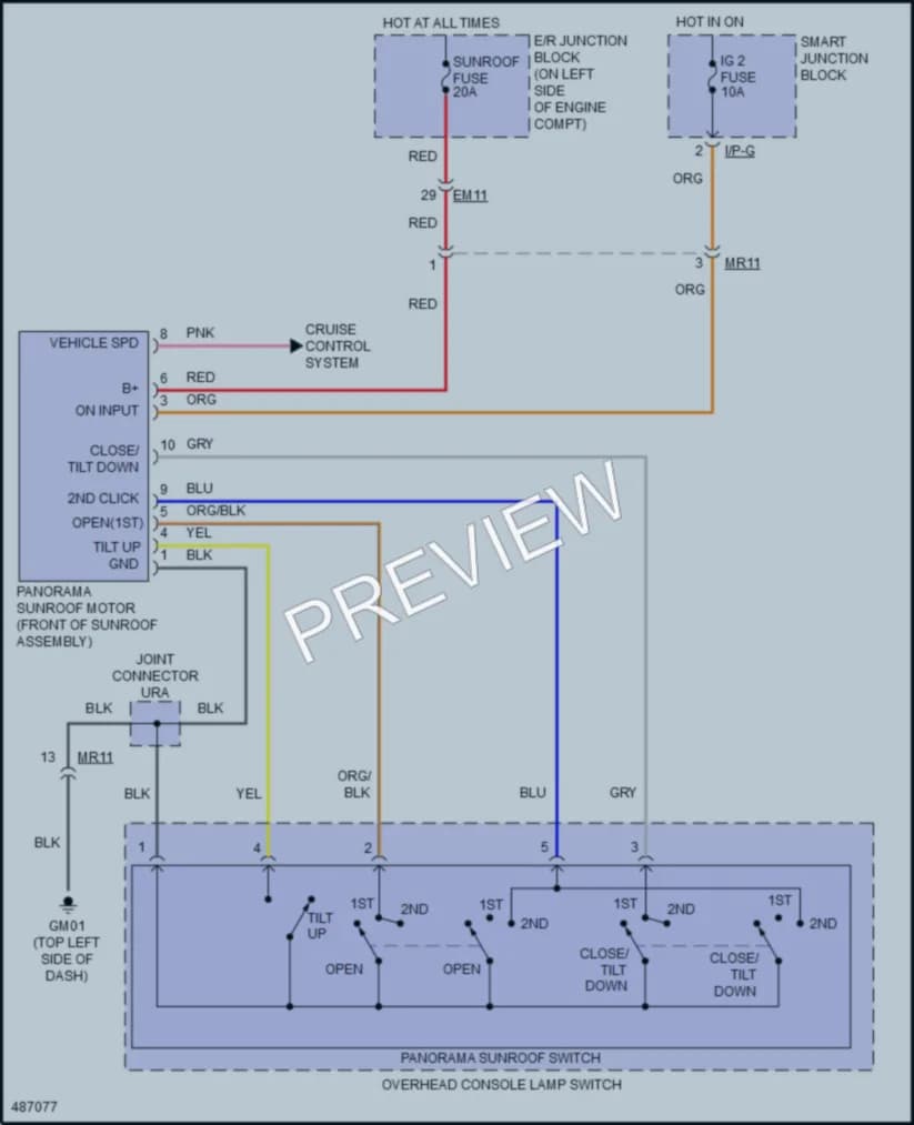2016 Hyundai Veloster Power Top Sunroof wiring diagram preview