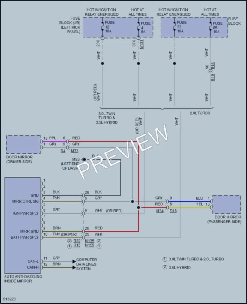 2016 Infiniti Q50 Power Mirrors wiring diagram preview