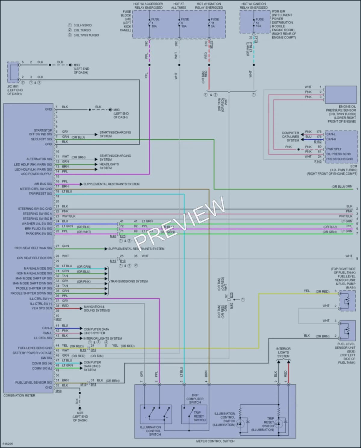 2016 Infiniti Q50Hybrid Instrument Cluster wiring diagram preview