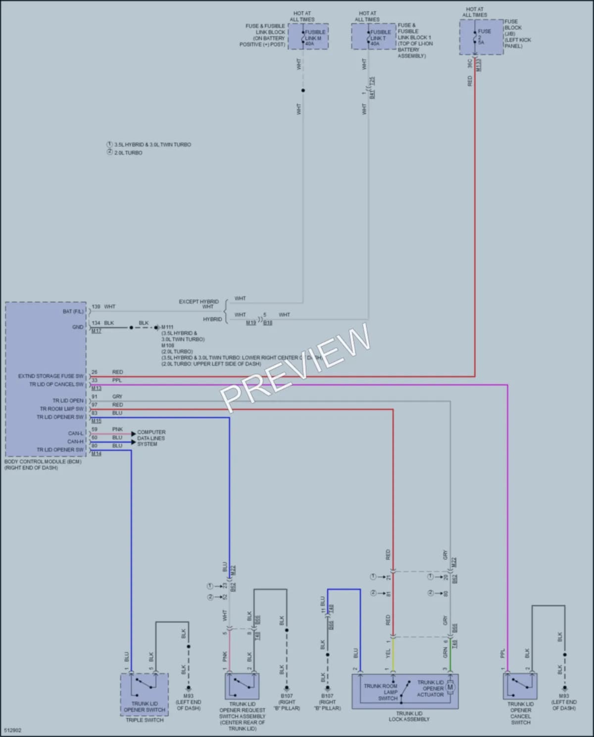 2016 Infiniti Q50Hybrid Trunk Tailgate Fuel Door wiring diagram preview