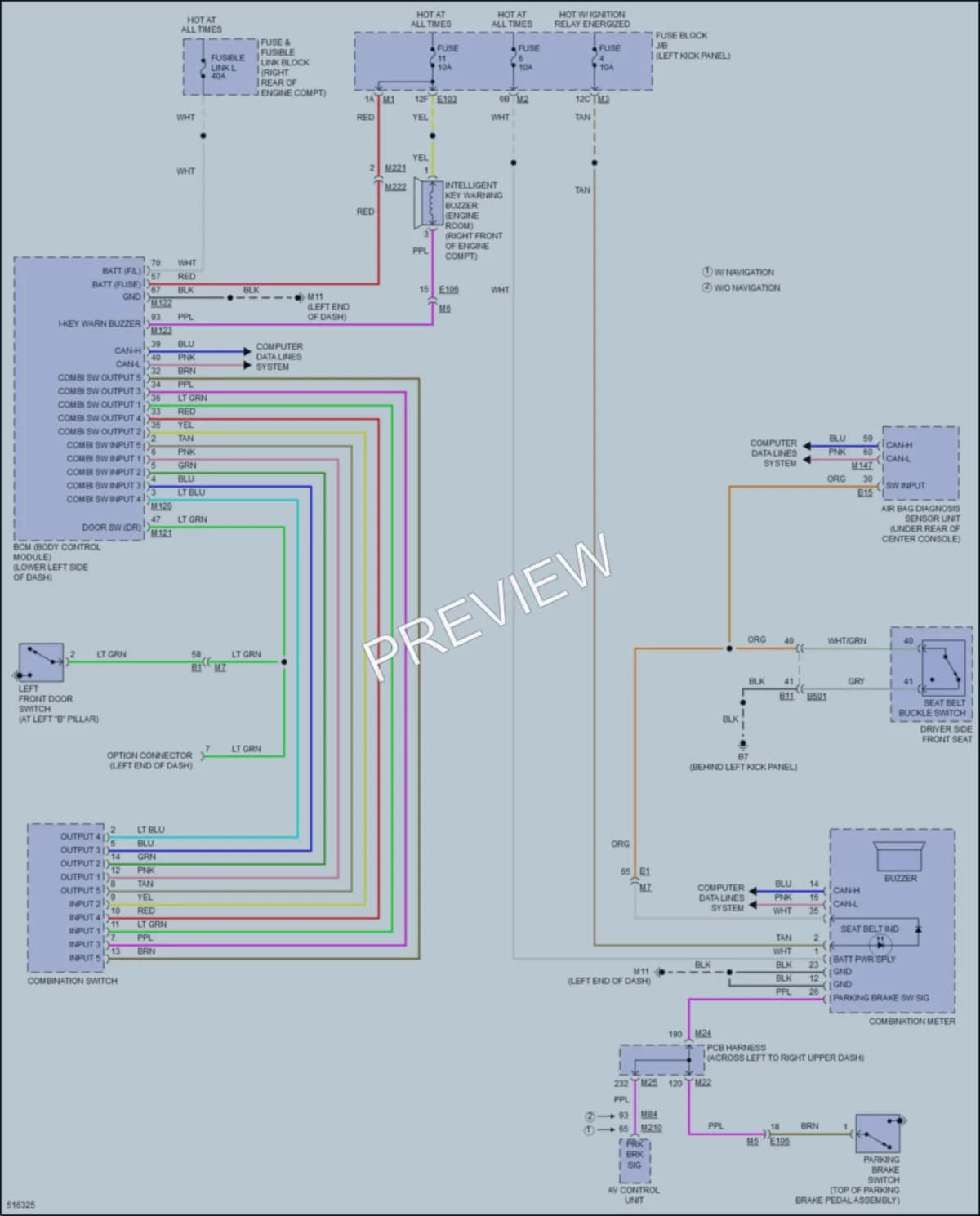 2016 Infiniti Q70L Warning Systems wiring diagram preview