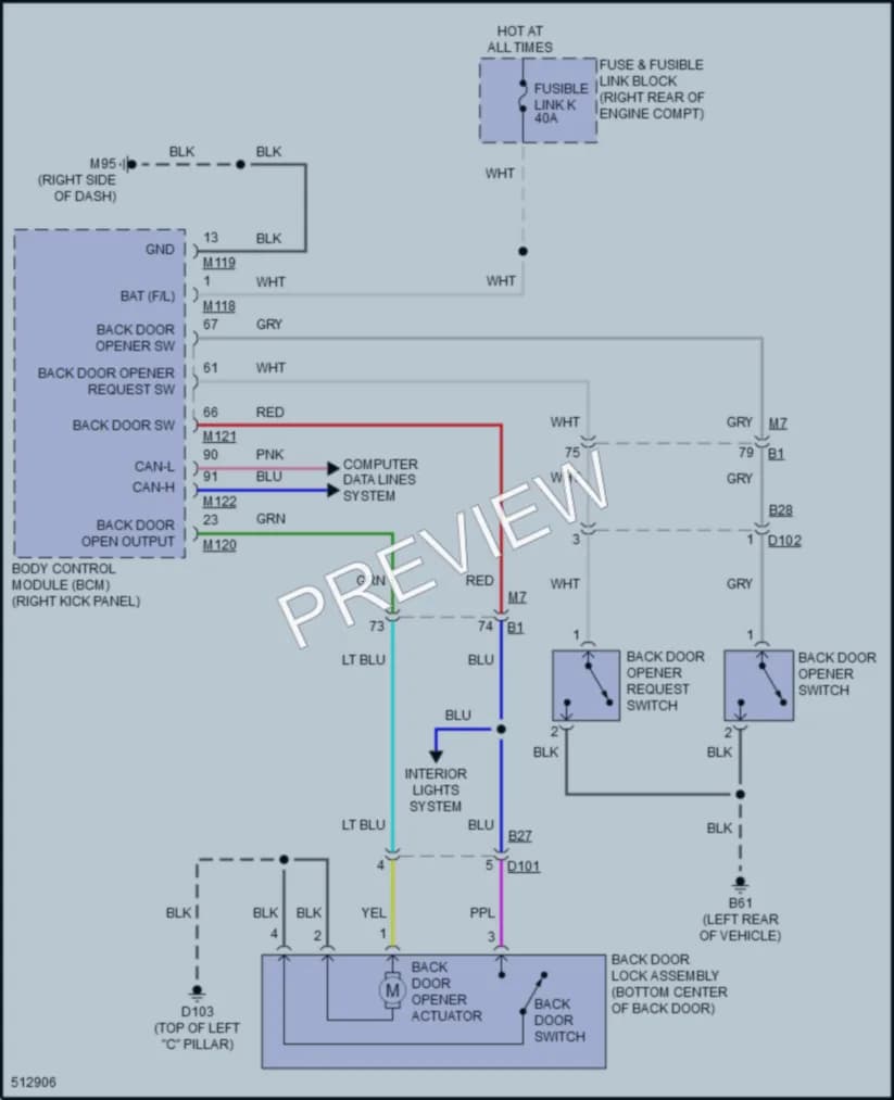 2016 Infiniti QX50 Trunk Tailgate Fuel Door wiring diagram preview