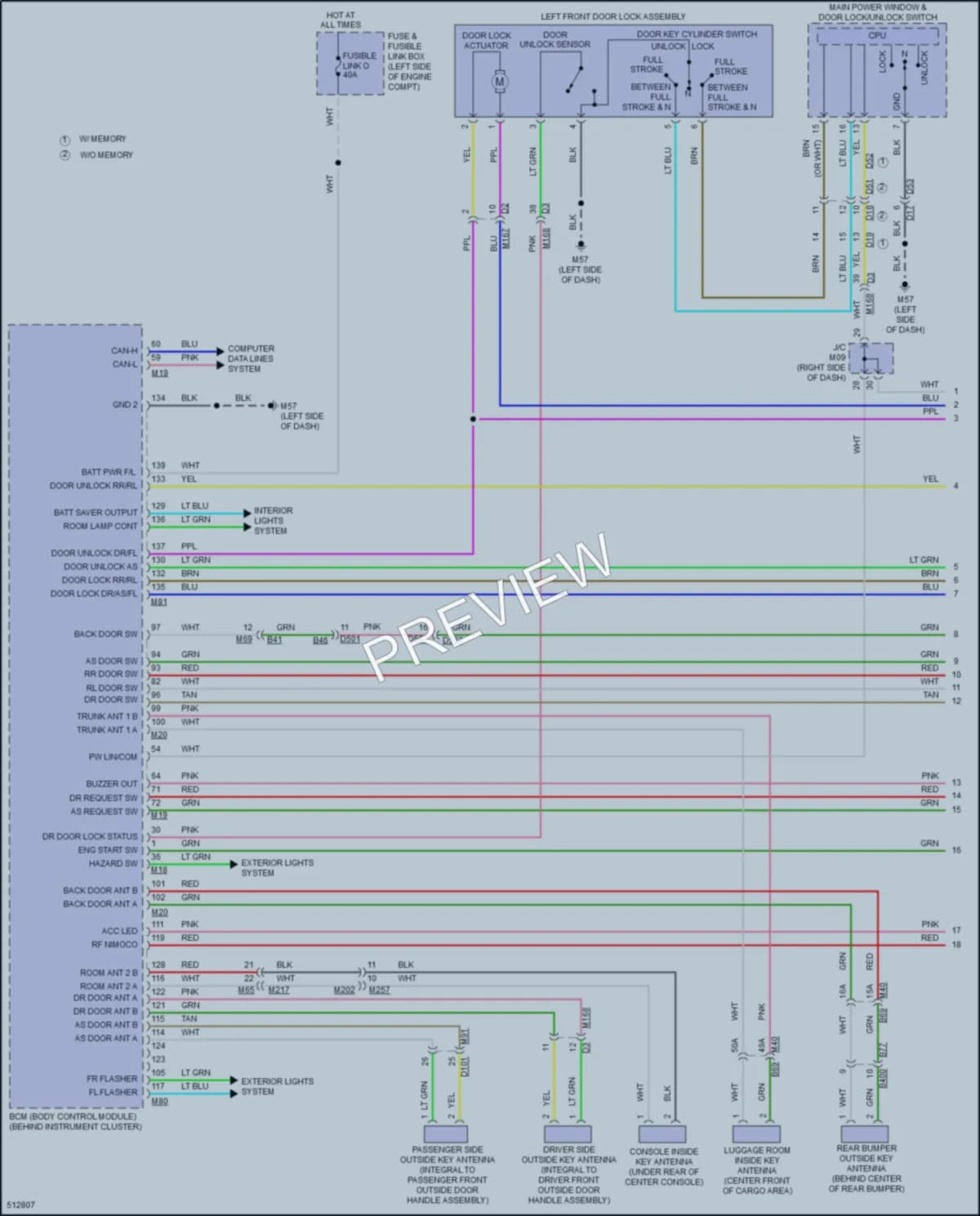 2016 Infiniti QX60 Power Door Locks wiring diagram preview