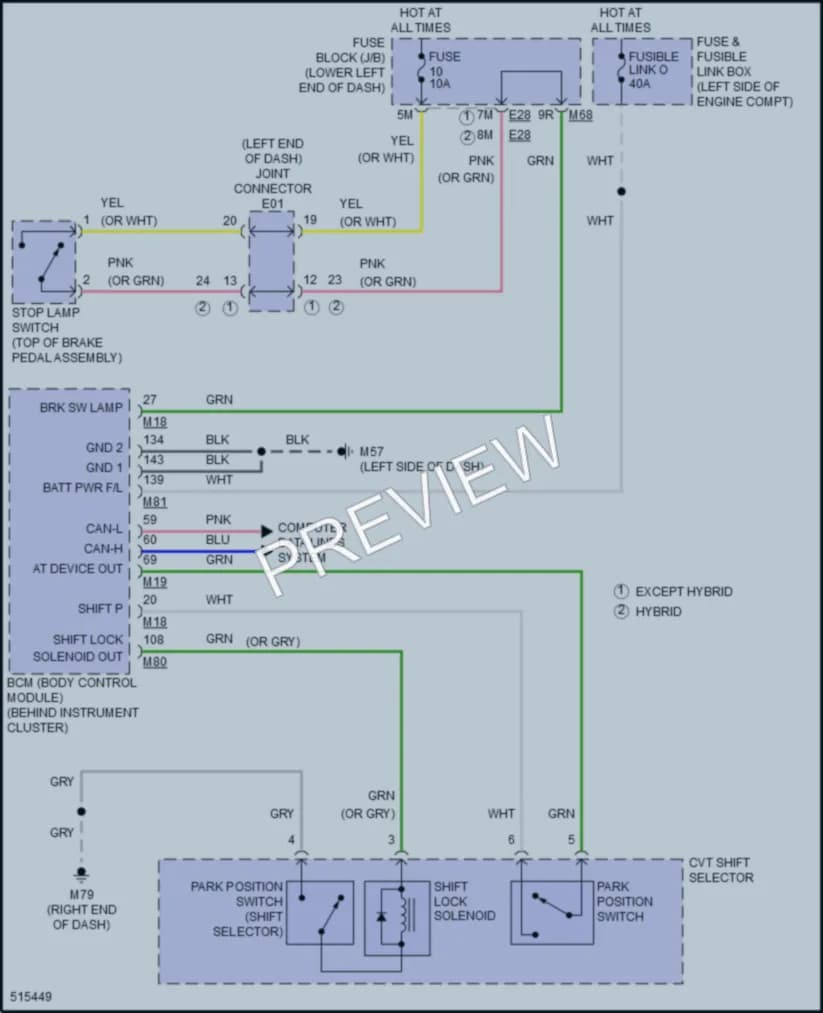 2016 Infiniti QX60 Shift Interlock wiring diagram preview
