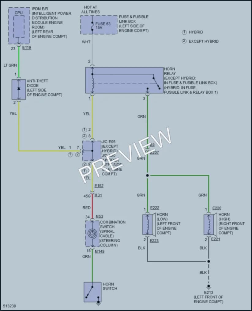 2016 Infiniti QX60Hybrid Horn wiring diagram preview