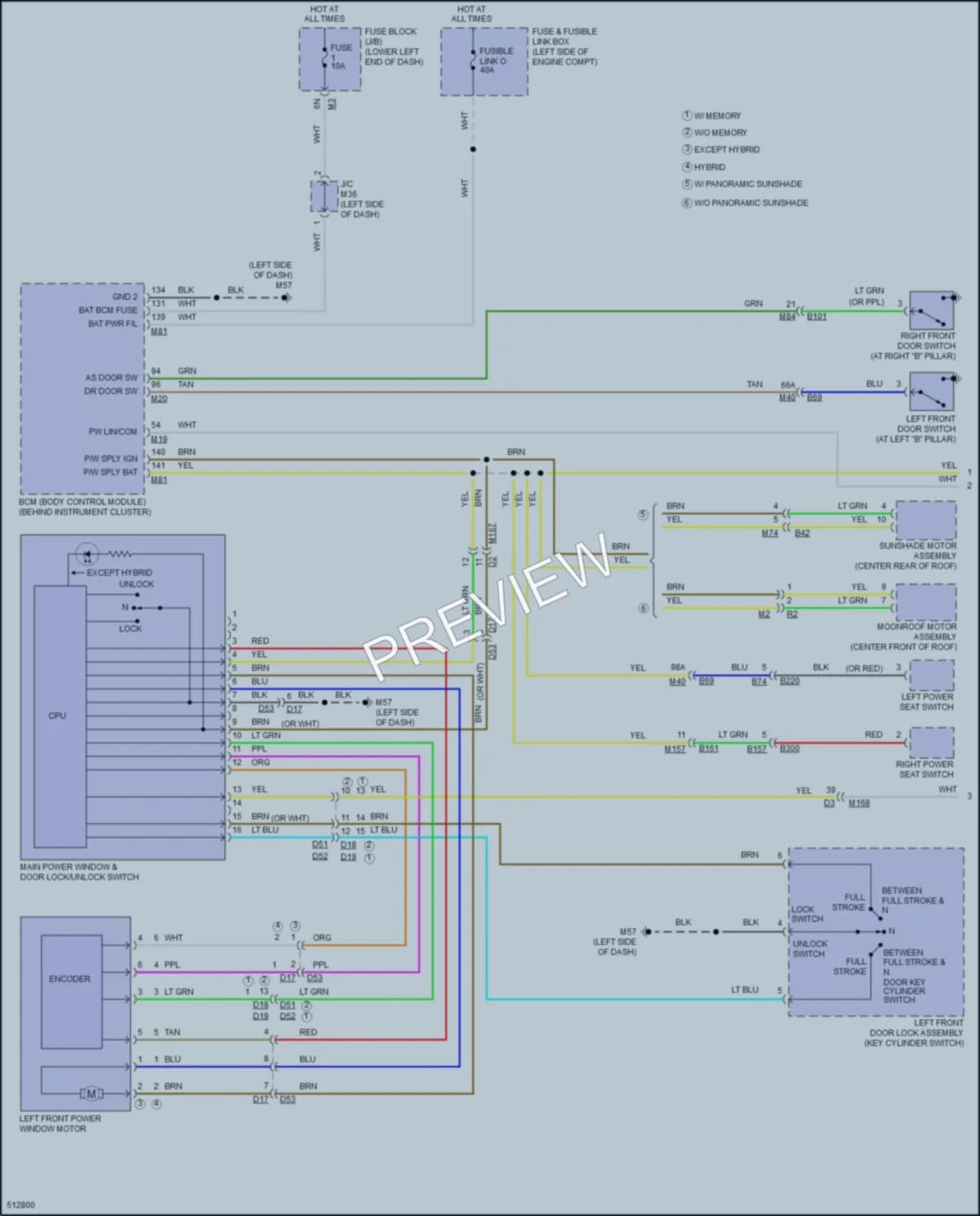2016 Infiniti QX60Hybrid Power Windows wiring diagram preview