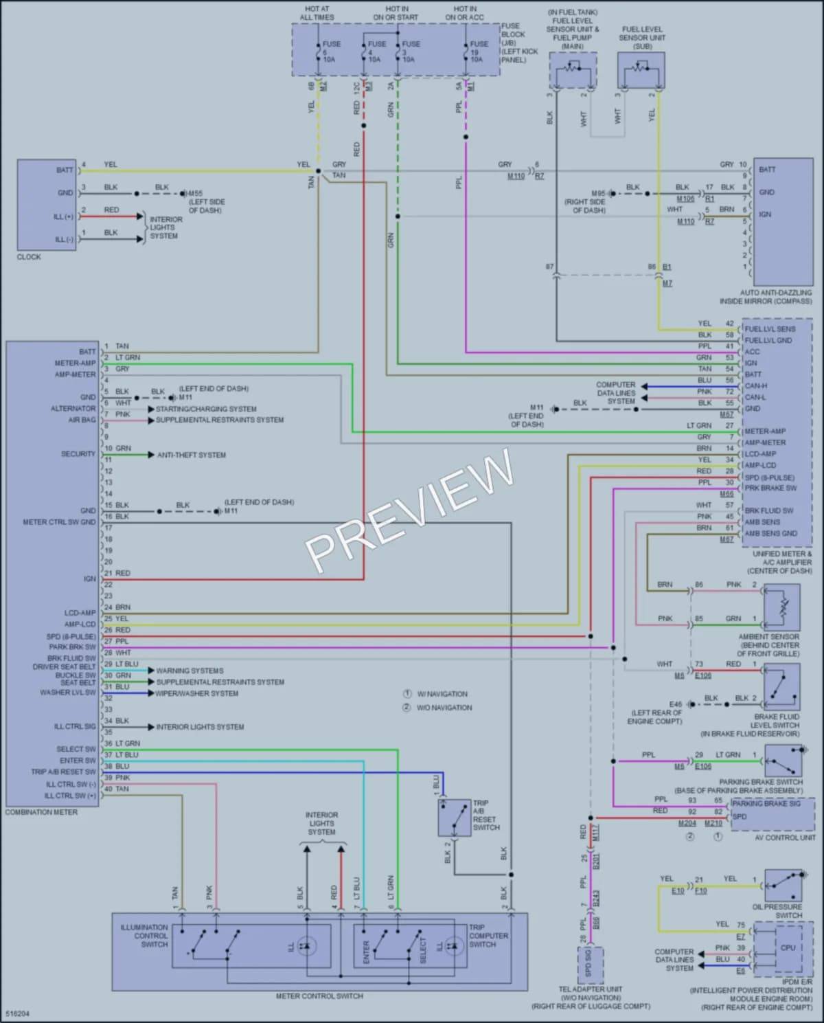 2016 Infiniti QX70 Instrument Cluster wiring diagram preview