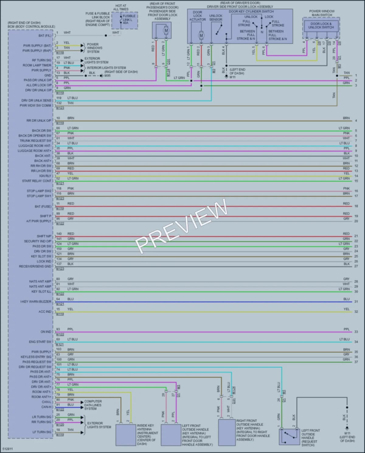 2016 Infiniti QX70 Power Door Locks wiring diagram preview