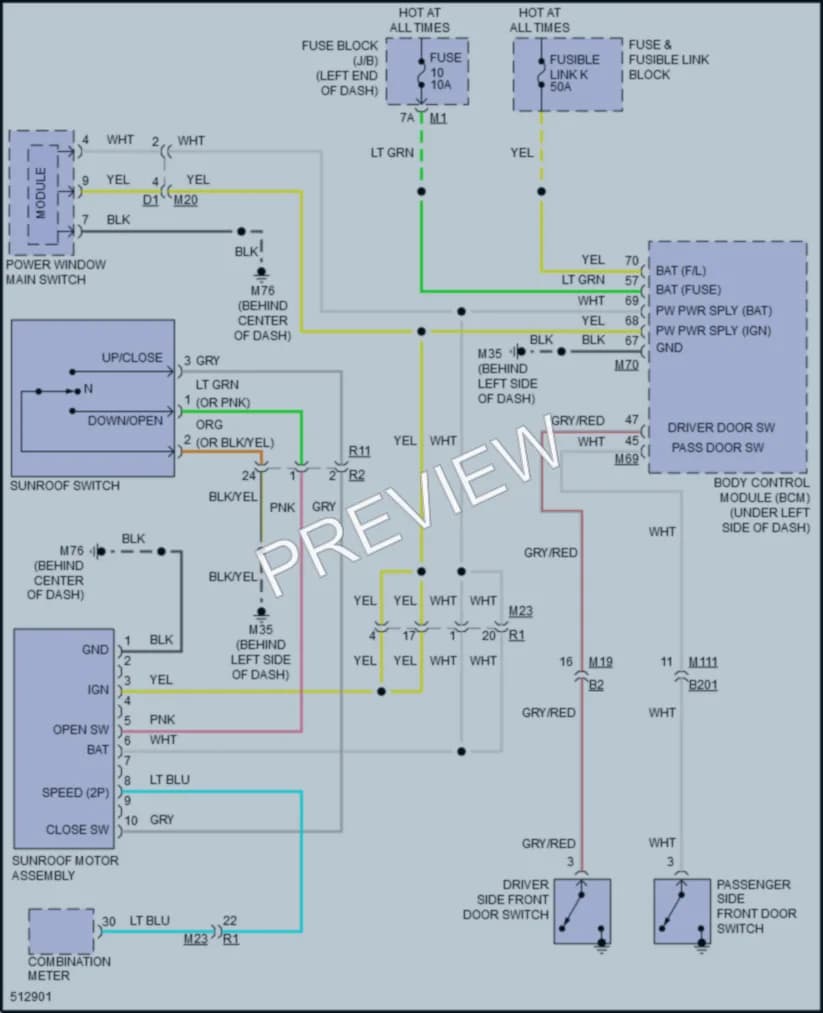 2016 Infiniti QX80 Power Top Sunroof wiring diagram preview