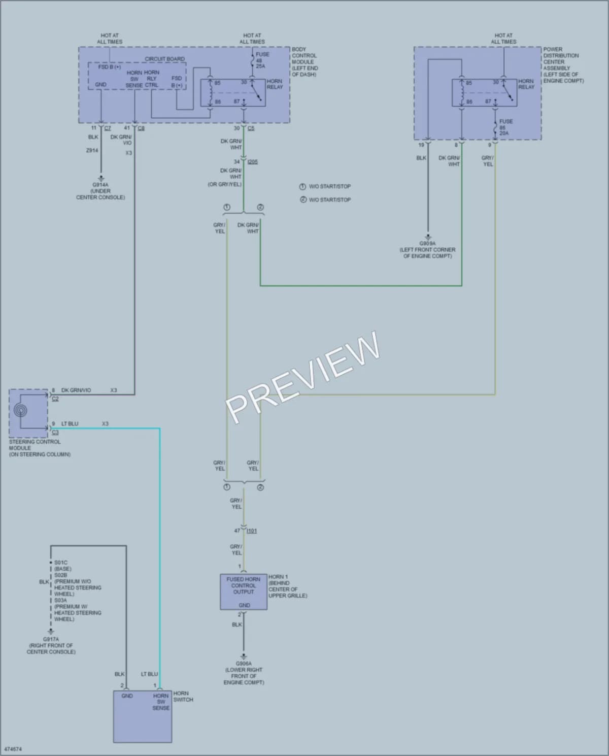 2016 Jeep Cherokee Horn wiring diagram preview