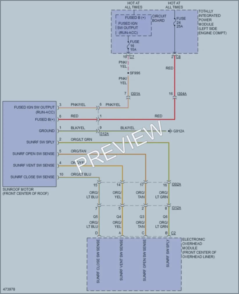 2016 Jeep Compass Power Top Sunroof wiring diagram preview