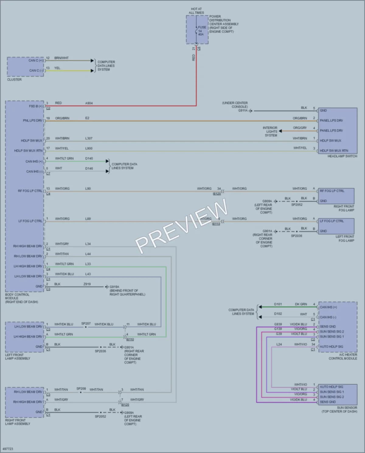 2016 Jeep GrandCherokee Headlights wiring diagram preview