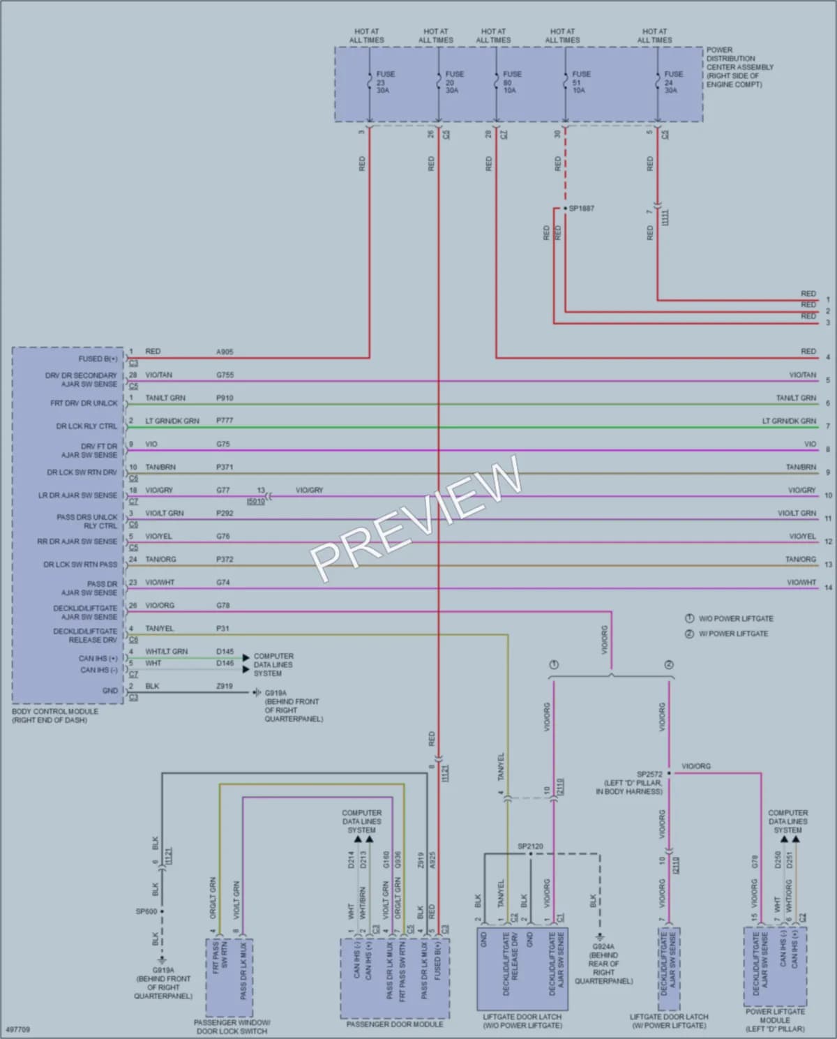 2016 Jeep GrandCherokee Power Door Locks wiring diagram preview