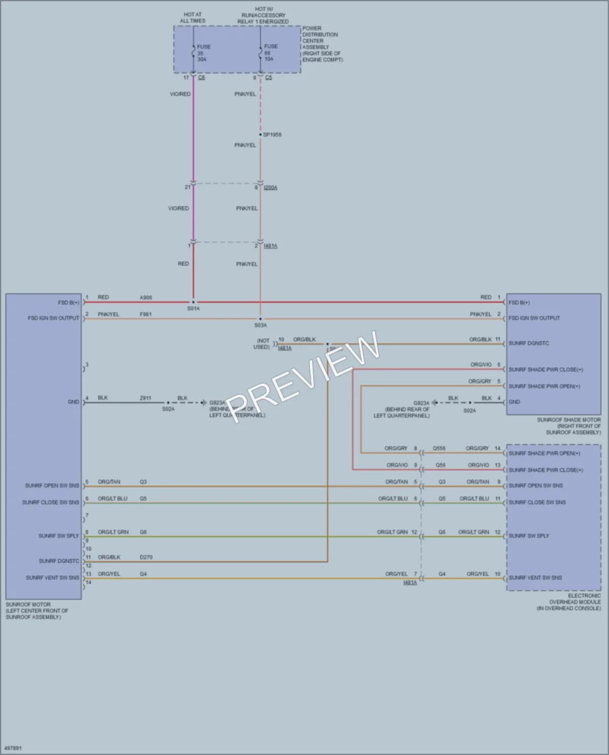 2016 Jeep GrandCherokee Power Top Sunroof wiring diagram preview