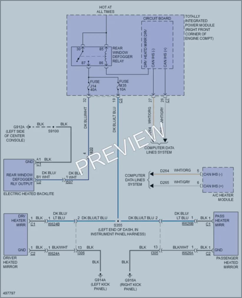 2016 Jeep Wrangler Defoggers wiring diagram preview