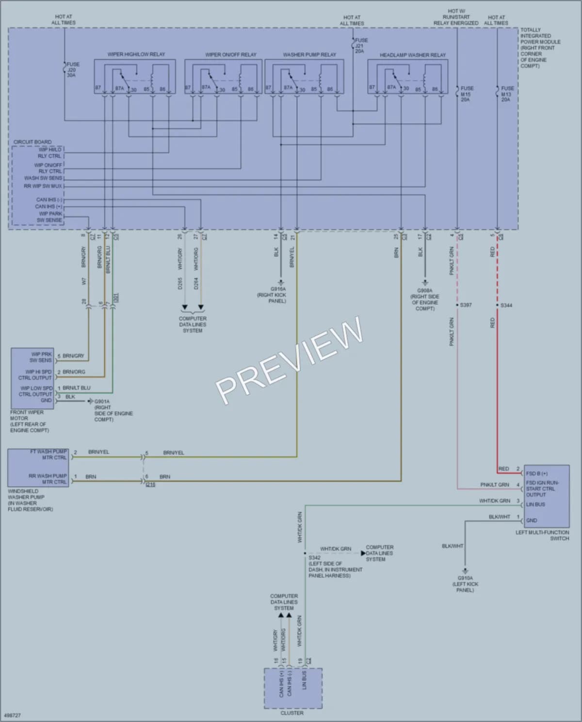 2016 Jeep Wrangler Wiper Washer wiring diagram preview