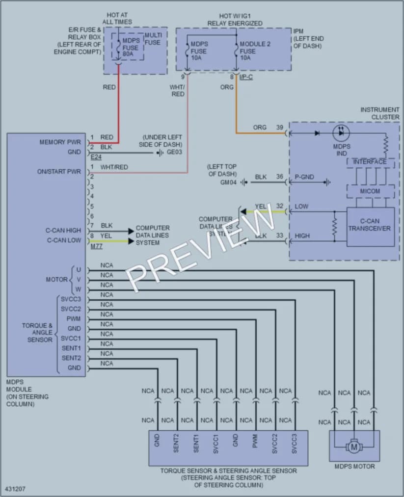 2016 Kia Cadenza Electronic Power Steering wiring diagram preview