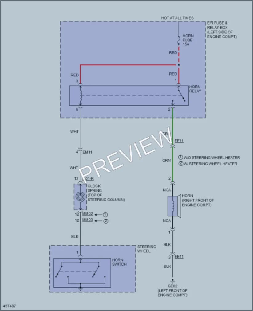 2016 Kia Forte5 Horn wiring diagram preview