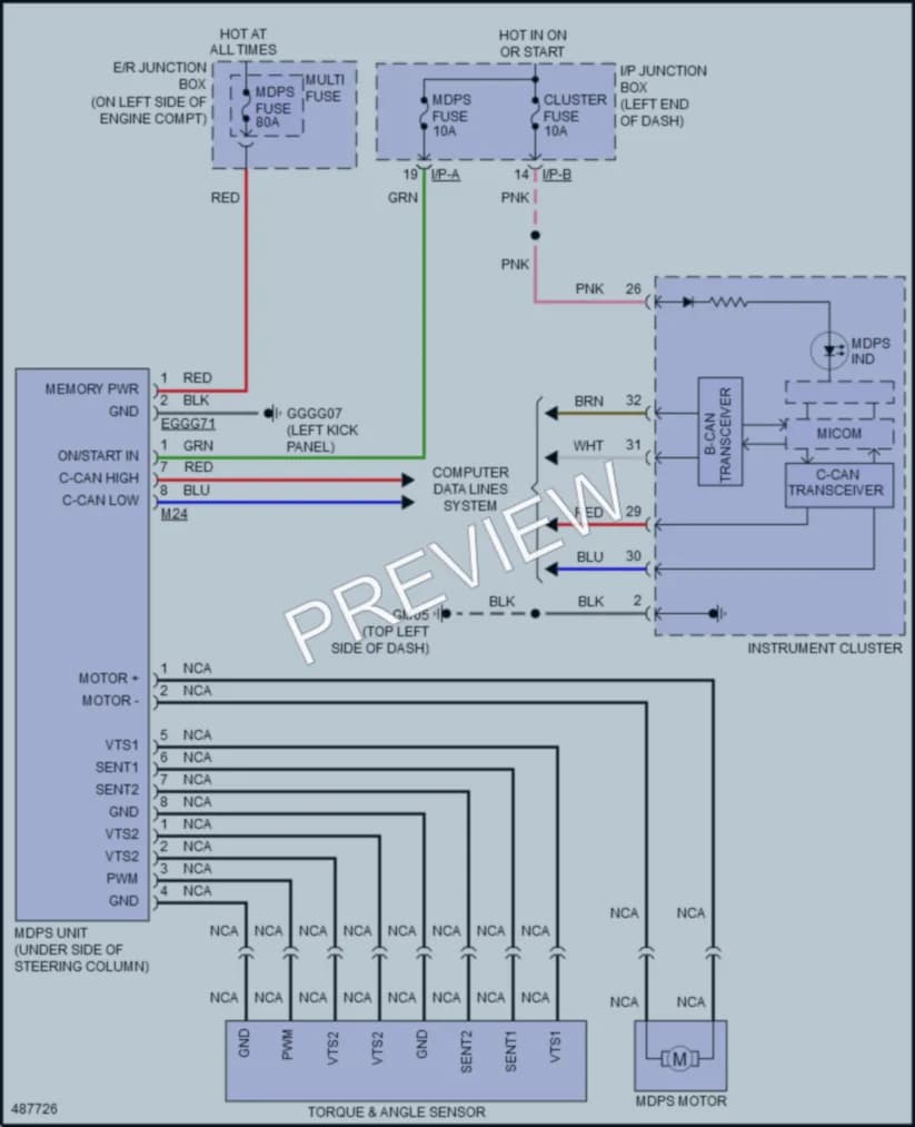 2016 Kia Rio5 Electronic Power Steering wiring diagram preview