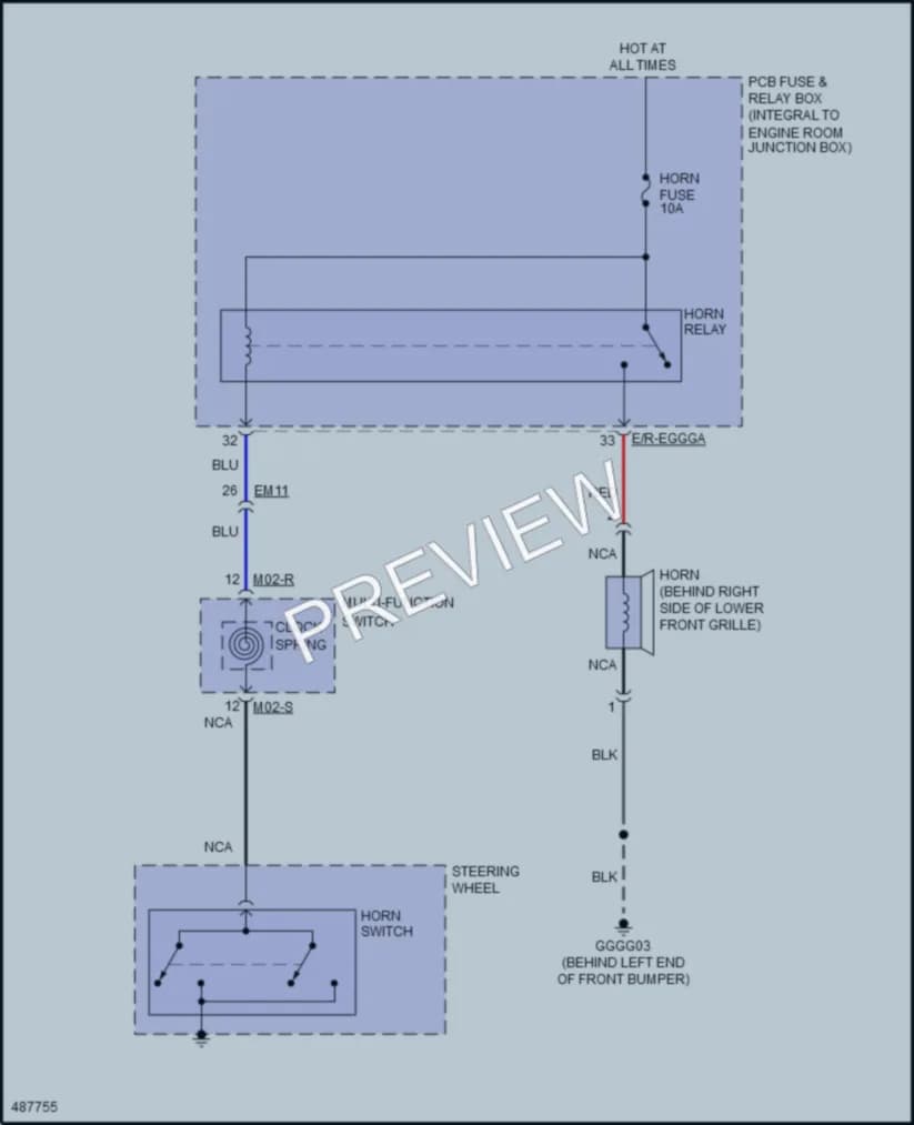 2016 Kia Rio5 Horn wiring diagram preview